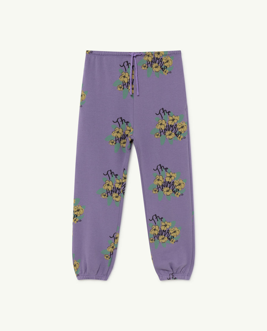 The Animals Observatory - Pants - Dromedary Kids Trousers Purple Flowers