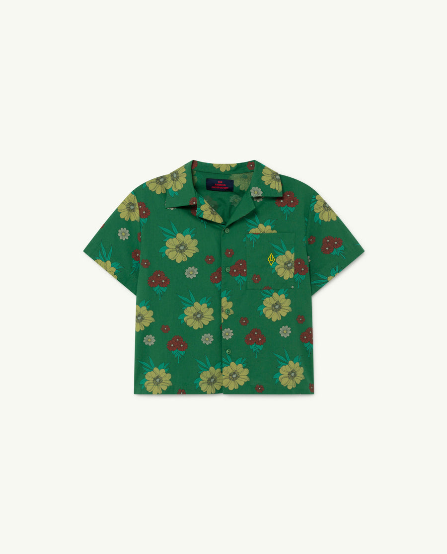 The Animals Observatory - Tops - Kangaroo Kids Blouse Green Flowers