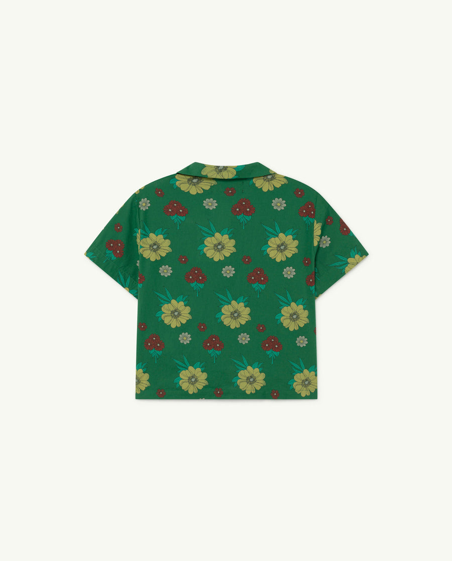 The Animals Observatory - Tops - Kangaroo Kids Blouse Green Flowers