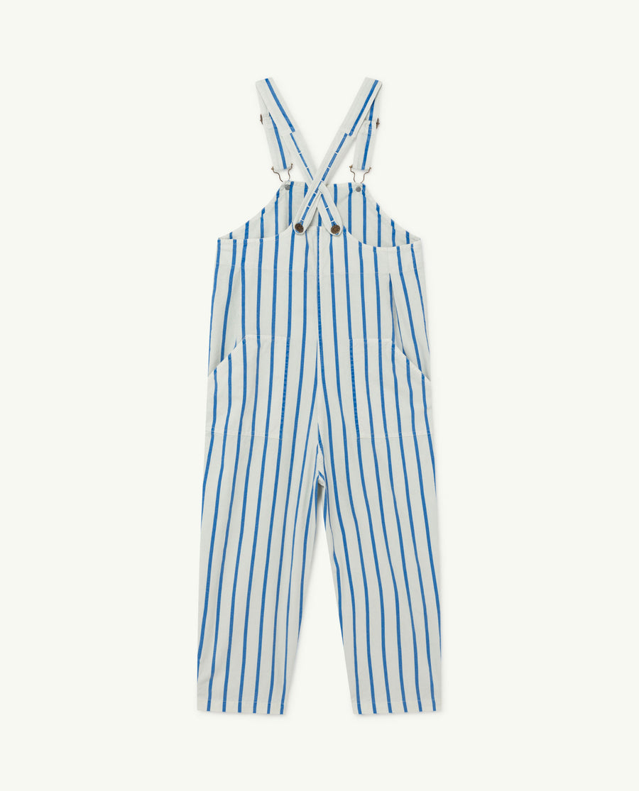 The Animals Observatory - Jumpsuits / Overalls - Mammoth Kids Jumpsuit White Bleu Stripes