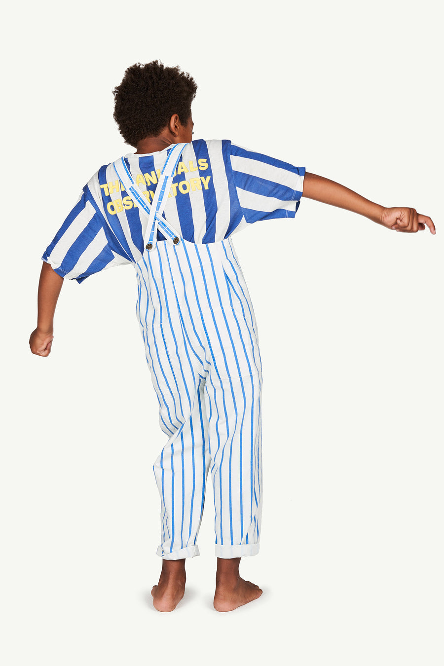 The Animals Observatory - Jumpsuits / Overalls - Mammoth Kids Jumpsuit White Bleu Stripes