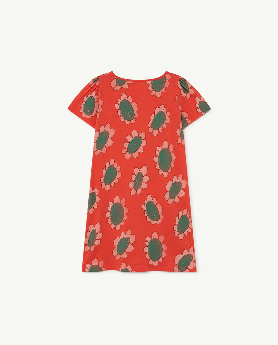 Flamingo Kids Dress Red Flowers