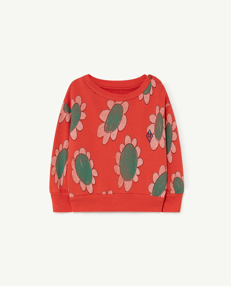 Bear Baby Sweatshirt Red Flowers