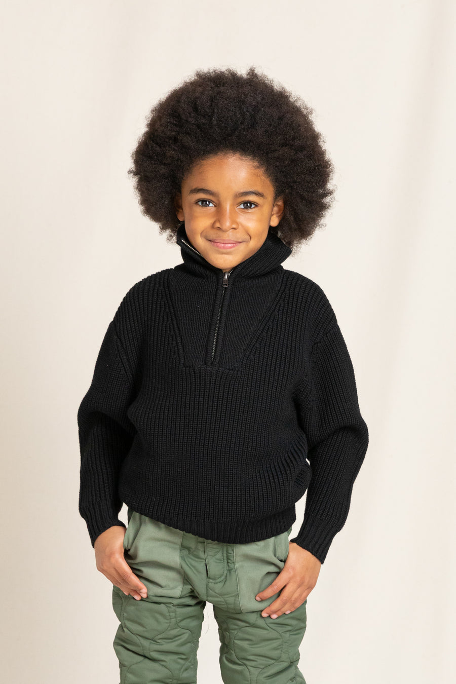 SASHA Absolute Black - Half Zipped Jumper