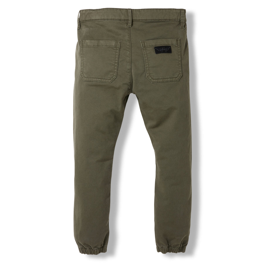 SKATER Army Green  -  Woven Elasticed Bottom Chino Fit Pants