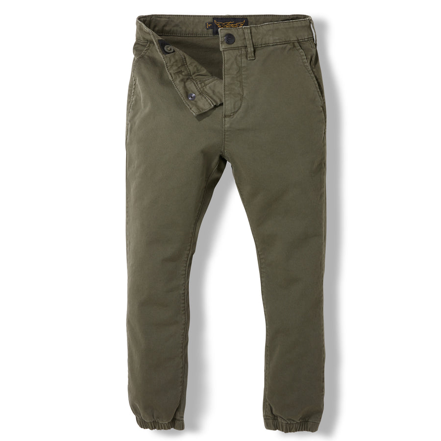 SKATER Army Green  -  Woven Elasticed Bottom Chino Fit Pants