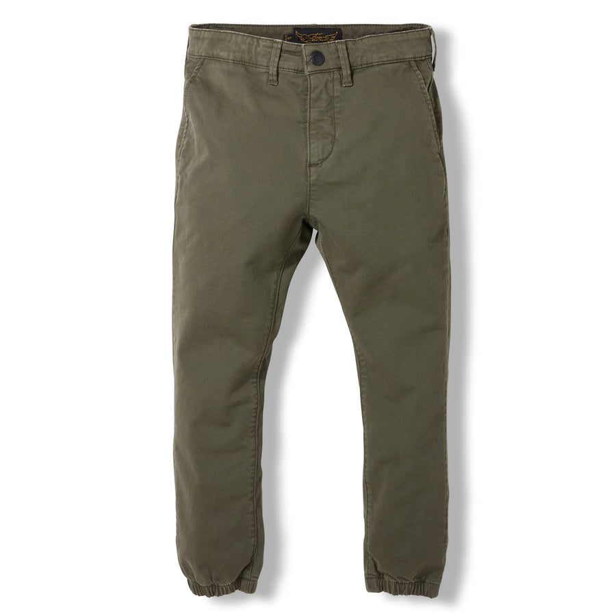 SKATER Army Green  -  Woven Elasticed Bottom Chino Fit Pants