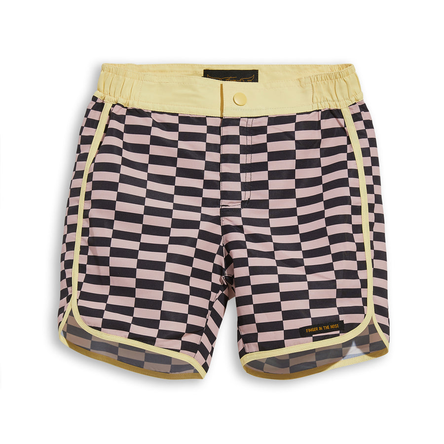 Wave Pale Pink Checkers - Surf Bermudas