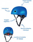 Casque Bleu Foncé Brillant - Lumière LED Intégrée
