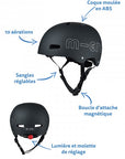 Casque Noir Mat Boucle Magnétique Lumière LED Intégrée