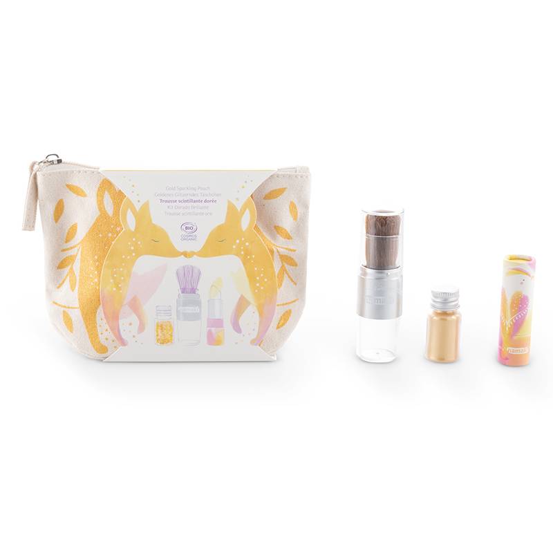 Gold Sparkling Pouch – Vanilla Lip Balm, Magical Brush & refill