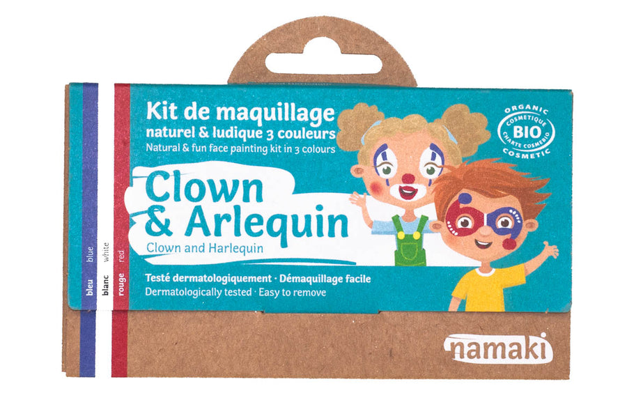 3 colors face painting kit « Clown & Harlequin »